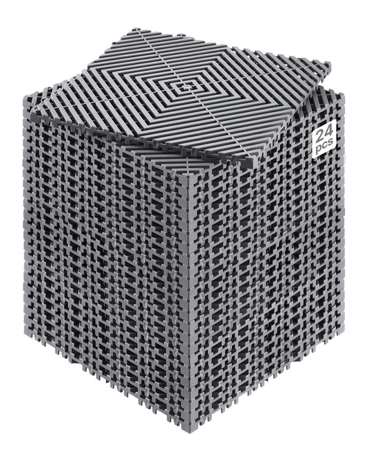 VEVOR Interlocking Drainage Mat, 12” x 12” Modular Interlocking Cushion, 24 Pcs Splicing Drainage Mats, Non-Slip Gray PP Drainage Floor Tile and Shower Mat, for Garage, Garden, Kitchen & Outdoor - CKPSD12X12IN7YEXHV0 - view 1
