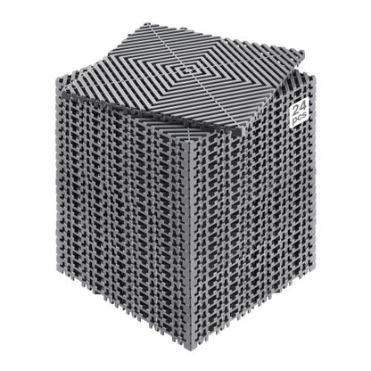 VEVOR Interlocking Drainage Mat, 12” x 12” Modular Interlocking Cushion, 24 Pcs Splicing Drainage Mats, Non-Slip Gray PP Drainage Floor Tile and Shower Mat, for Garage, Garden, Kitchen & Outdoor - CKPSD12X12IN7YEXHV0 - view 2
