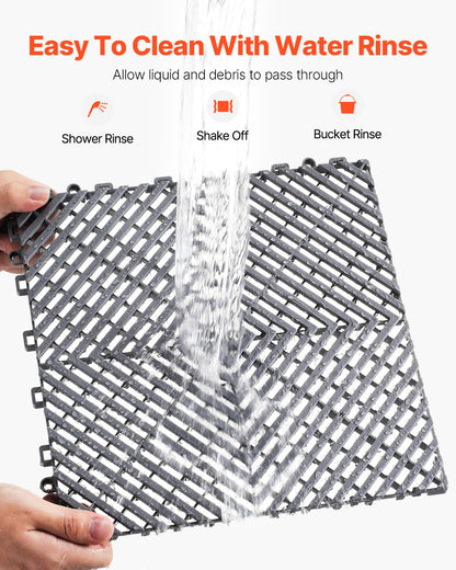 VEVOR Interlocking Drainage Mat, 12” x 12” Modular Interlocking Cushion, 24 Pcs Splicing Drainage Mats, Non-Slip Gray PP Drainage Floor Tile and Shower Mat, for Garage, Garden, Kitchen & Outdoor - CKPSD12X12IN7YEXHV0 - view 5