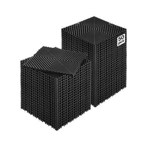 VEVOR Interlocking Drainage Mat, 12” x 12” Modular Interlocking Cushion, 50 Pcs Splicing Drainage Mats, Non-Slip Black PP Drainage Floor Tile and Shower Mat, for Garage, Garden, Kitchen & Outdoor - CKPSD12X12INH8T9BV0 - view 2