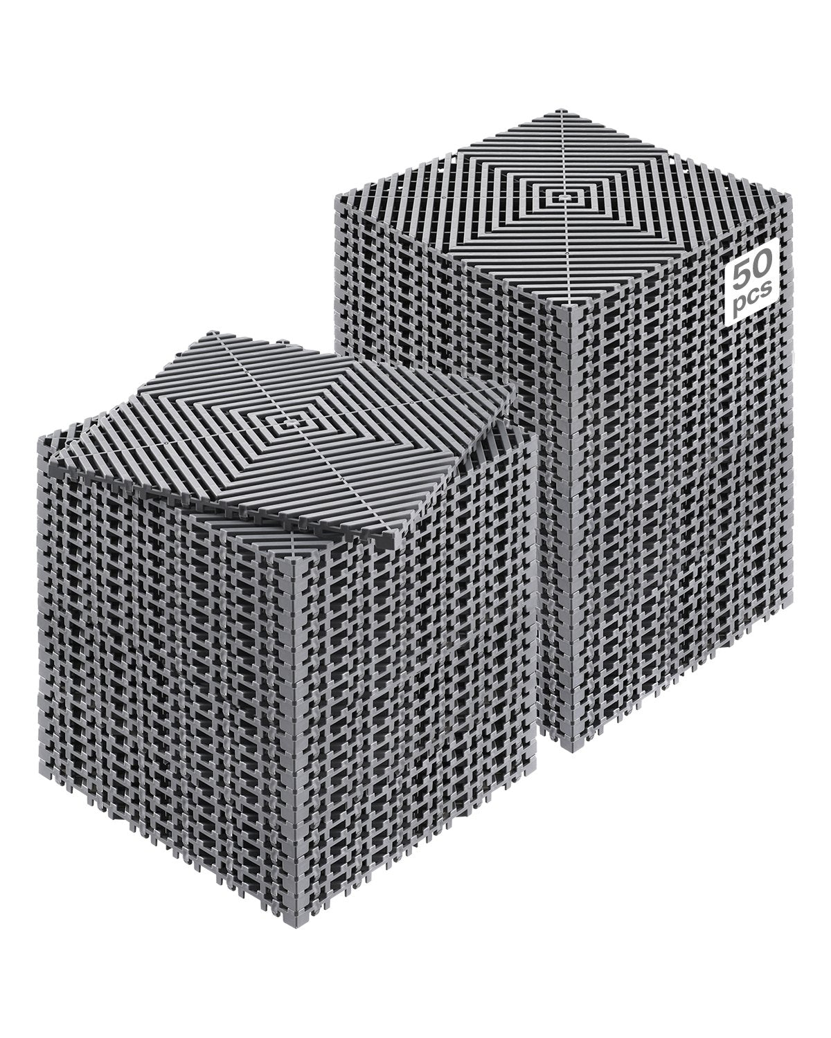VEVOR Interlocking Drainage Mat, 12” x 12” Modular Interlocking Cushion, 50 Pcs Splicing Drainage Mats, Non-Slip Gray PP Drainage Floor Tile and Shower Mat, for Garage, Garden, Kitchen & Outdoor - CKPSD12X12INHIBDXV0 - view 1