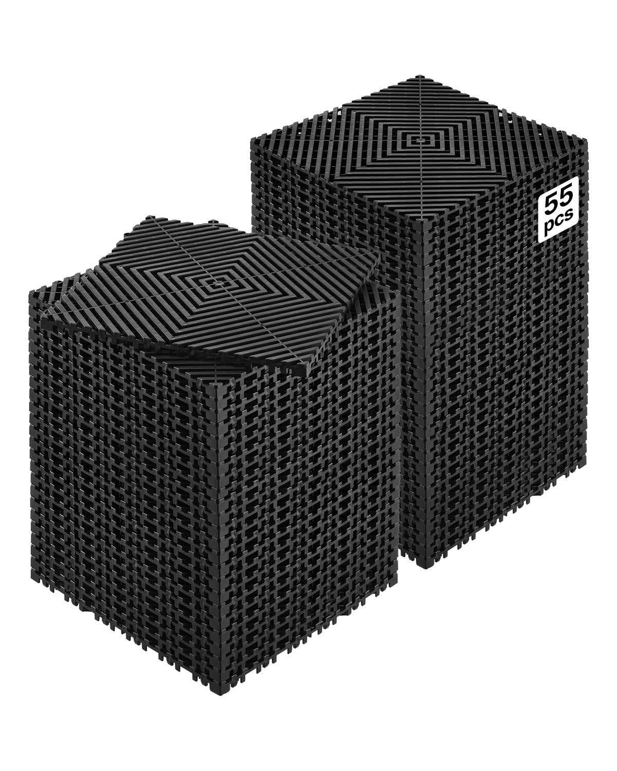 VEVOR Interlocking Drainage Mat, 12” x 12” Modular Interlocking Cushion, 55 Pcs Splicing Drainage Mats, Non-Slip Black PP Drainage Floor Tile and Shower Mat, for Garage, Garden, Kitchen & Outdoor - CKPSD12X12INHT62XV0 - view 1