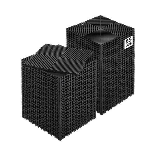 VEVOR Interlocking Drainage Mat, 12” x 12” Modular Interlocking Cushion, 55 Pcs Splicing Drainage Mats, Non-Slip Black PP Drainage Floor Tile and Shower Mat, for Garage, Garden, Kitchen & Outdoor - CKPSD12X12INHT62XV0 - view 2