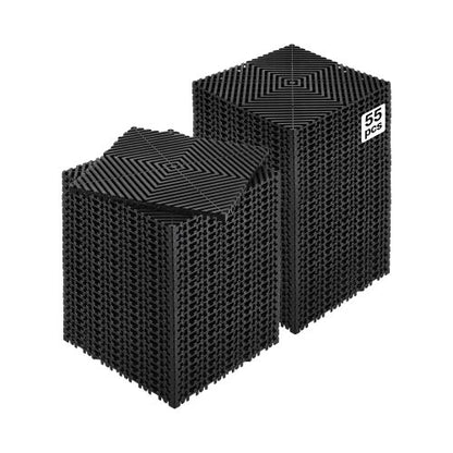 VEVOR Interlocking Drainage Mat, 12” x 12” Modular Interlocking Cushion, 55 Pcs Splicing Drainage Mats, Non-Slip Black PP Drainage Floor Tile and Shower Mat, for Garage, Garden, Kitchen & Outdoor - CKPSD12X12INHT62XV0 - view 2