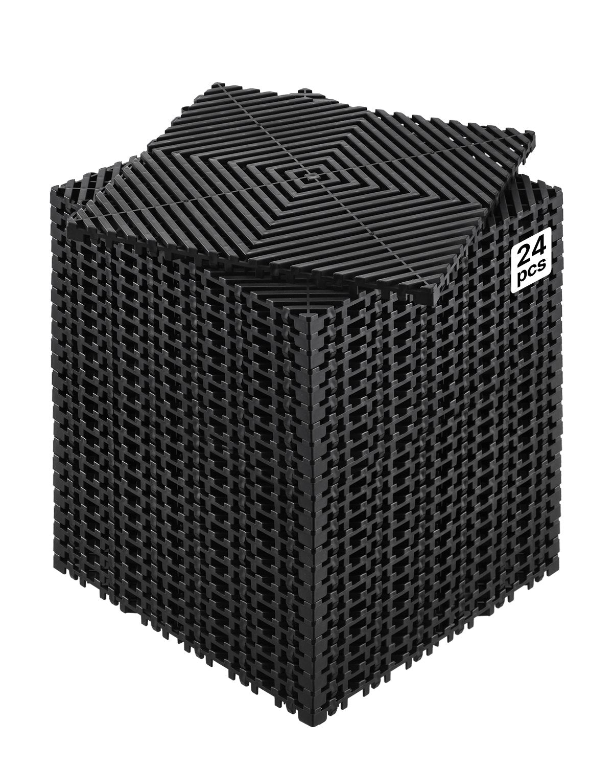 VEVOR Interlocking Drainage Mat, 12” x 12” Modular Interlocking Cushion, 24 Pcs Splicing Drainage Mats, Non-Slip Black PP Drainage Floor Tile and Shower Mat, for Garage, Garden, Kitchen & Outdoor - CKPSD12X12INM0OD3V0 - view 1