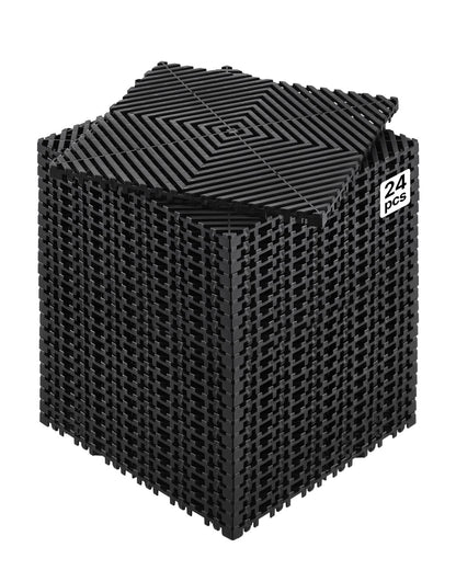 VEVOR Interlocking Drainage Mat, 12” x 12” Modular Interlocking Cushion, 24 Pcs Splicing Drainage Mats, Non-Slip Black PP Drainage Floor Tile and Shower Mat, for Garage, Garden, Kitchen & Outdoor - CKPSD12X12INM0OD3V0 - view 1