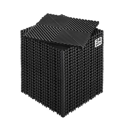VEVOR Interlocking Drainage Mat, 12” x 12” Modular Interlocking Cushion, 24 Pcs Splicing Drainage Mats, Non-Slip Black PP Drainage Floor Tile and Shower Mat, for Garage, Garden, Kitchen & Outdoor - CKPSD12X12INM0OD3V0 - view 2