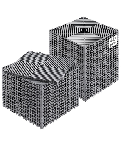 VEVOR Interlocking Drainage Mat, 12” x 12” Modular Interlocking Cushion, 40 Pcs Splicing Drainage Mats, Non-Slip Gray PP Drainage Floor Tile and Shower Mat, for Garage, Garden, Kitchen & Outdoor - CKPSD12X12INYQCJXV0 - view 1