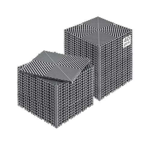 VEVOR Interlocking Drainage Mat, 12” x 12” Modular Interlocking Cushion, 40 Pcs Splicing Drainage Mats, Non-Slip Gray PP Drainage Floor Tile and Shower Mat, for Garage, Garden, Kitchen & Outdoor - CKPSD12X12INYQCJXV0 - view 2