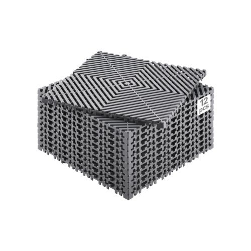 VEVOR Interlocking Drainage Mat, 12” x 12” Modular Interlocking Cushion, 12 Pcs Splicing Drainage Mats, Non-Slip Gray PP Drainage Floor Tile and Shower Mat, for Garage, Garden, Kitchen & Outdoor - CKPSD12X12YC7FR5ZV0 - view 2