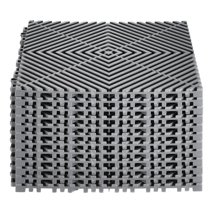 VEVOR Interlocking Drainage Mat, 12” x 12” Modular Interlocking Cushion, 12 Pcs Splicing Drainage Mats, Non-Slip Gray PP Drainage Floor Tile and Shower Mat, for Garage, Garden, Kitchen & Outdoor - CKPSD12X12YC7FR5ZV0 - view 10