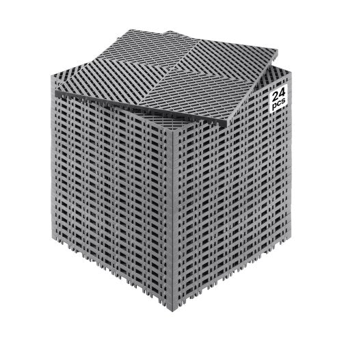 VEVOR Interlocking Drainage Mat, 15.7” x 15.7” Modular Interlocking Cushion, 24 Pcs Splicing Drainage Mats, Non-Slip Gray PP Drainage Floor Tile and Shower Mat, for Garage, Garden, Kitchen & Outdoor - CKPSD157157IYIV1HV0 - view 2
