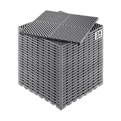 VEVOR Interlocking Drainage Mat, 15.7” x 15.7” Modular Interlocking Cushion, 24 Pcs Splicing Drainage Mats, Non-Slip Gray PP Drainage Floor Tile and Shower Mat, for Garage, Garden, Kitchen & Outdoor - CKPSD157157IYIV1HV0 - view 2