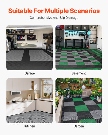 VEVOR Interlocking Drainage Mat, 15.7” x 15.7” Modular Interlocking Cushion, 24 Pcs Splicing Drainage Mats, Non-Slip Gray PP Drainage Floor Tile and Shower Mat, for Garage, Garden, Kitchen & Outdoor - CKPSD157157IYIV1HV0 - view 7