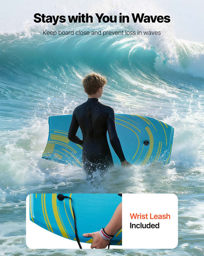 VEVOR 42-Inch Bodyboard, Body Board Trainer with EPS Foam Core & Wrist Leash, UV-Resistant Beach Bodyboard for Beginners, Youth Up to 180 lbs - CLBPB40INCH04X1XU001V0 - view 7