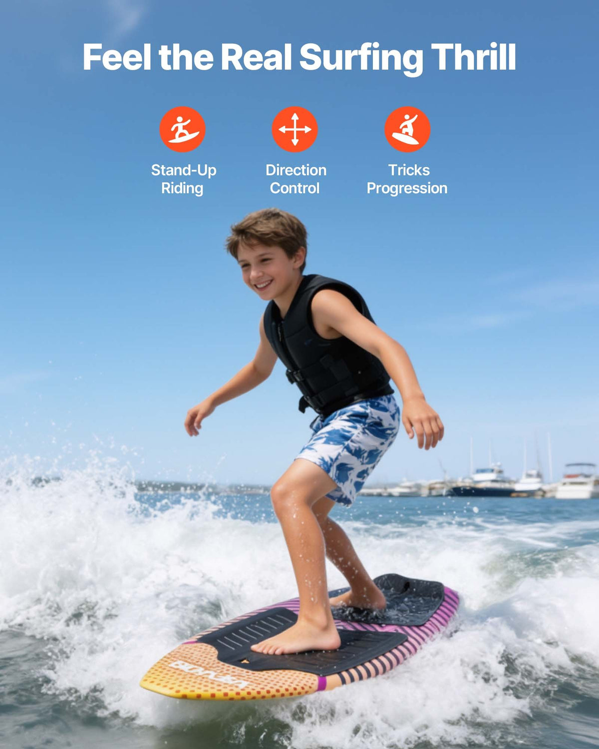 VEVOR 45-Inch Wakesurf Board, Wake Surfing Board with EPS Foam Core &  EVA Non-Slip Pad, UV-Resistant Wakesurfing Boards for Youth Up to 110 lbs - CLBWBWLB3FT9JTH3X001V0 - view 3