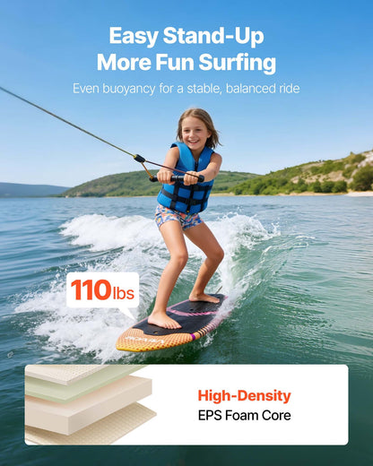 VEVOR 45-Inch Wakesurf Board, Wake Surfing Board with EPS Foam Core &  EVA Non-Slip Pad, UV-Resistant Wakesurfing Boards for Youth Up to 110 lbs - CLBWBWLB3FT9JTH3X001V0 - view 4