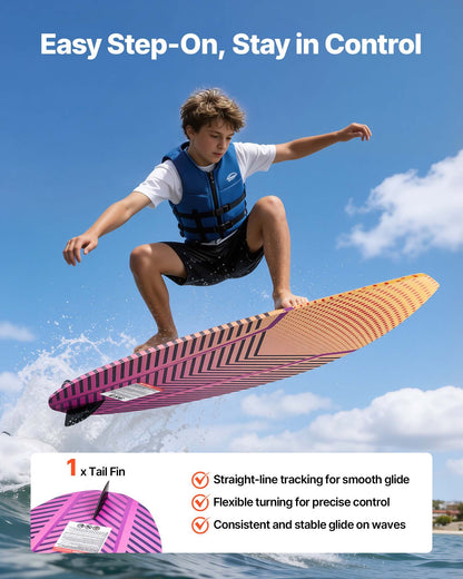 VEVOR 45-Inch Wakesurf Board, Wake Surfing Board with EPS Foam Core &  EVA Non-Slip Pad, UV-Resistant Wakesurfing Boards for Youth Up to 110 lbs - CLBWBWLB3FT9JTH3X001V0 - view 6