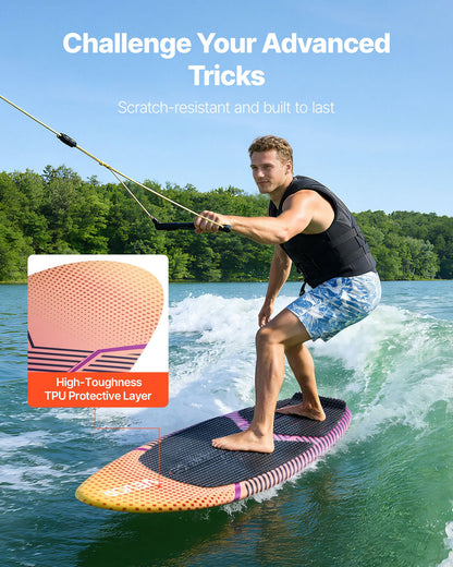 VEVOR 63-Inch Wakesurf Board, Wake Surfing Board with EPS Foam Core, EVA Non-Slip Pad & 3 Tail Fins, UV-Resistant Wakesurfing Boards for Adults Up to 250 lbs - CLBWBWLB5FT4YH7UR001V0 - view 7