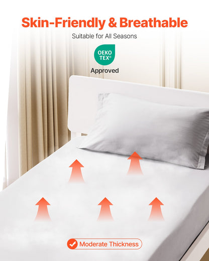 VEVOR Fitted Sheet, 1 Set of 2 Pieces, Twin Size Elastic Fitted Sheet with High-Quality Microfiber, Wear-Resistant & Breathable Twin Fitted Sheet with Single-Sided Brushing, Fit for 15 in Mattress - CLDLTWIN7539KL4HSV0 - view 5