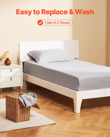 VEVOR Fitted Sheet, 1 Set of 2 Pieces, Twin Size Elastic Fitted Sheet with High-Quality Microfiber, Wear-Resistant & Breathable Twin Fitted Sheet with Single-Sided Brushing, Fit for 15 in Mattress - CLDLTWIN7539KL4HSV0 - view 7