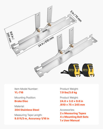 VEVOR Wheel Alignment Tool, 2 PCS Stainless Steel Heavy Duty Toe Alignment Plates with 2 Measuring Tapes, Accurate Automotive Wheel Tools for Home Use, Compatible with Cars, Trucks, SUVs, and Vehicle - CLDWJJBXG0BDUG9SD001V0 - view 8