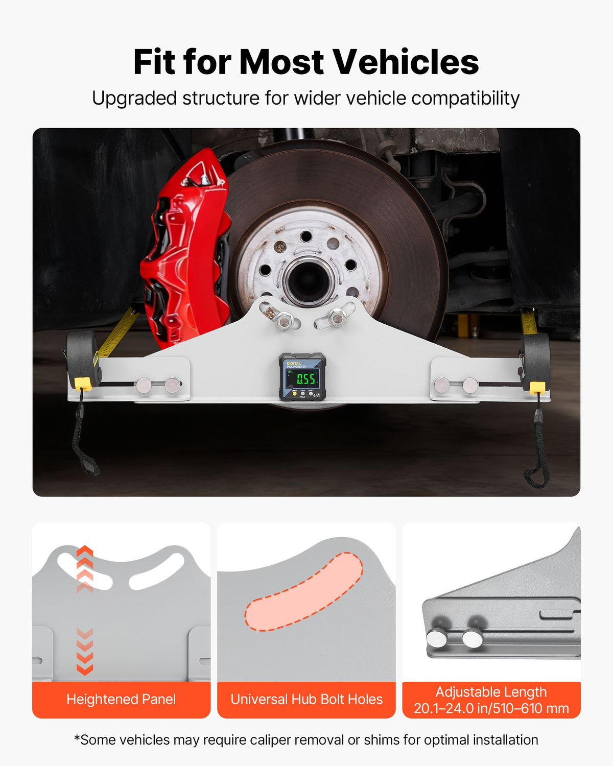VEVOR Wheel Alignment Tool, 2 PCS Carbon Steel Heavy Duty Toe & Camber Alignment Plates with Digital Angle Finder, 2 Measuring Tapes, Accurate Automotive Wheel Tools for Home Use, Fits Car Truck SUV - CLDWJJBXG0DSJO9UF001V9 - view 3