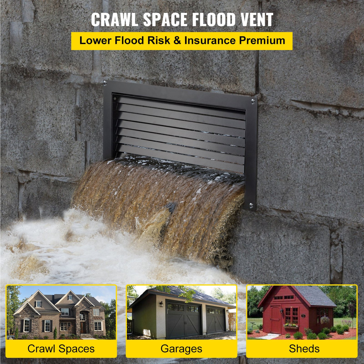 VEVOR Insulated Foundation Flood Vent - Select Your Configuration - CLH12×20ABSUVMWEWV0 - view 2