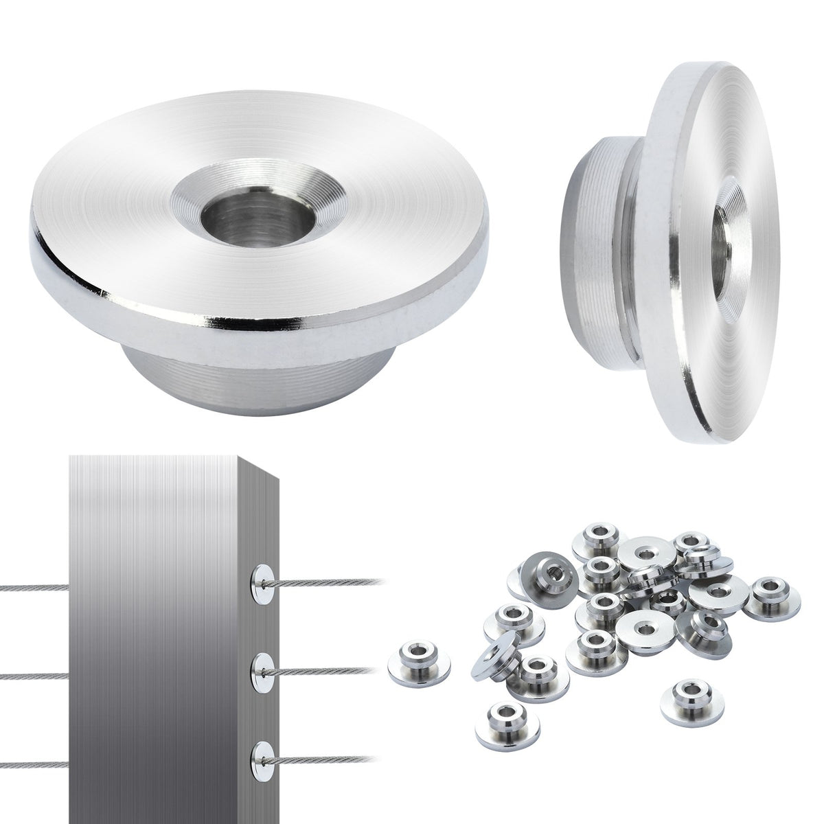 VEVOR 51Pack Cable Railing Kit 1/8" Wheel Protector Sleeves, Bundle with Black Invisible 1/8" Swage Tensioner and Terminal, Cable Railing Post Safeguard Covers for 0.41inch Horizontal Hole Post - CLHT51JYS000TOHGMV0 - view 1