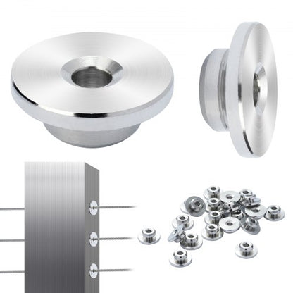 VEVOR 51Pack Cable Railing Kit 1/8" Wheel Protector Sleeves, Bundle with Black Invisible 1/8" Swage Tensioner and Terminal, Cable Railing Post Safeguard Covers for 0.41inch Horizontal Hole Post - CLHT51JYS000TOHGMV0 - view 2