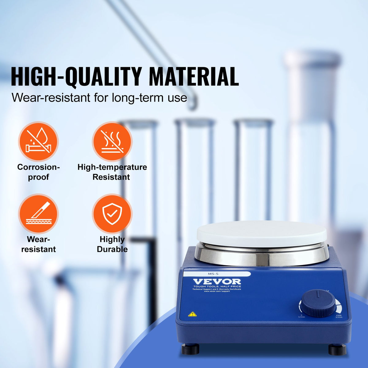 VEVOR Magnetic Stirrer, 0-1500 RPM Stir Plate with Adjustable Speed Knob, 20L Plate Stirrer Kit, Stir Bar Included - CLJBJ120LBJR0ICLWV1 - view 5