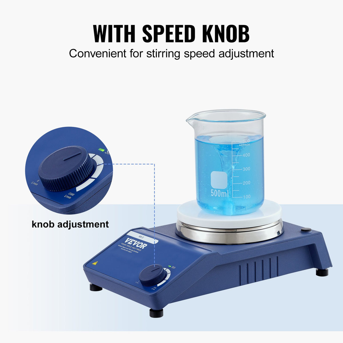 VEVOR Magnetic Stirrer, 0-1500 RPM Stir Plate with Adjustable Speed Knob, 20L Plate Stirrer Kit, Stir Bar Included - CLJBJ120LBJR0ICLWV1 - view 6