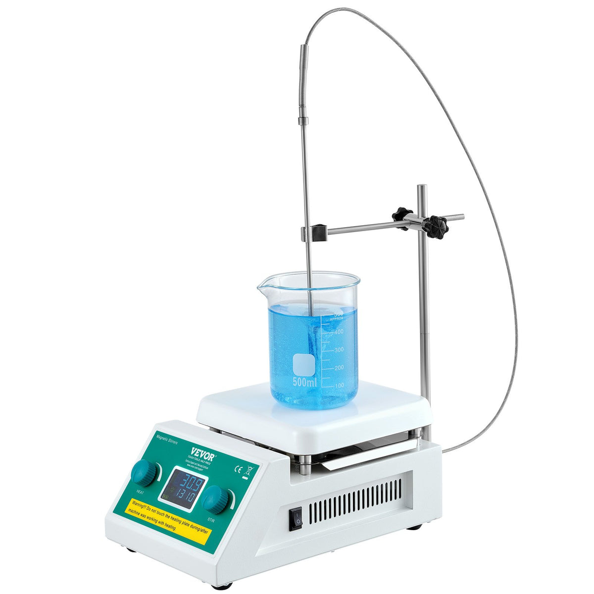 VEVOR Magnetic Stirrer Hot Plate, Max 212 ℉ / 100 ℃, 0-2000 RPM Hot Plate with Magnetic Stirrer, 2000mL Hot Plate Stirrer with LED Screen, Support Stand and Stir Bars Included, 500W Heating Power - CLJBJ1JRS200A5R0VV1 - view 1