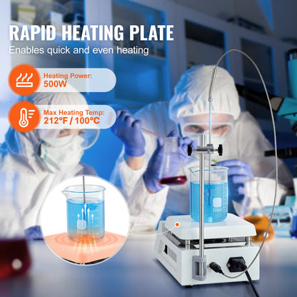 VEVOR Magnetic Stirrer Hot Plate, Max 212 ℉ / 100 ℃, 0-2000 RPM Hot Plate with Magnetic Stirrer, 2000mL Hot Plate Stirrer with LED Screen, Support Stand and Stir Bars Included, 500W Heating Power - CLJBJ1JRS200A5R0VV1 - view 4