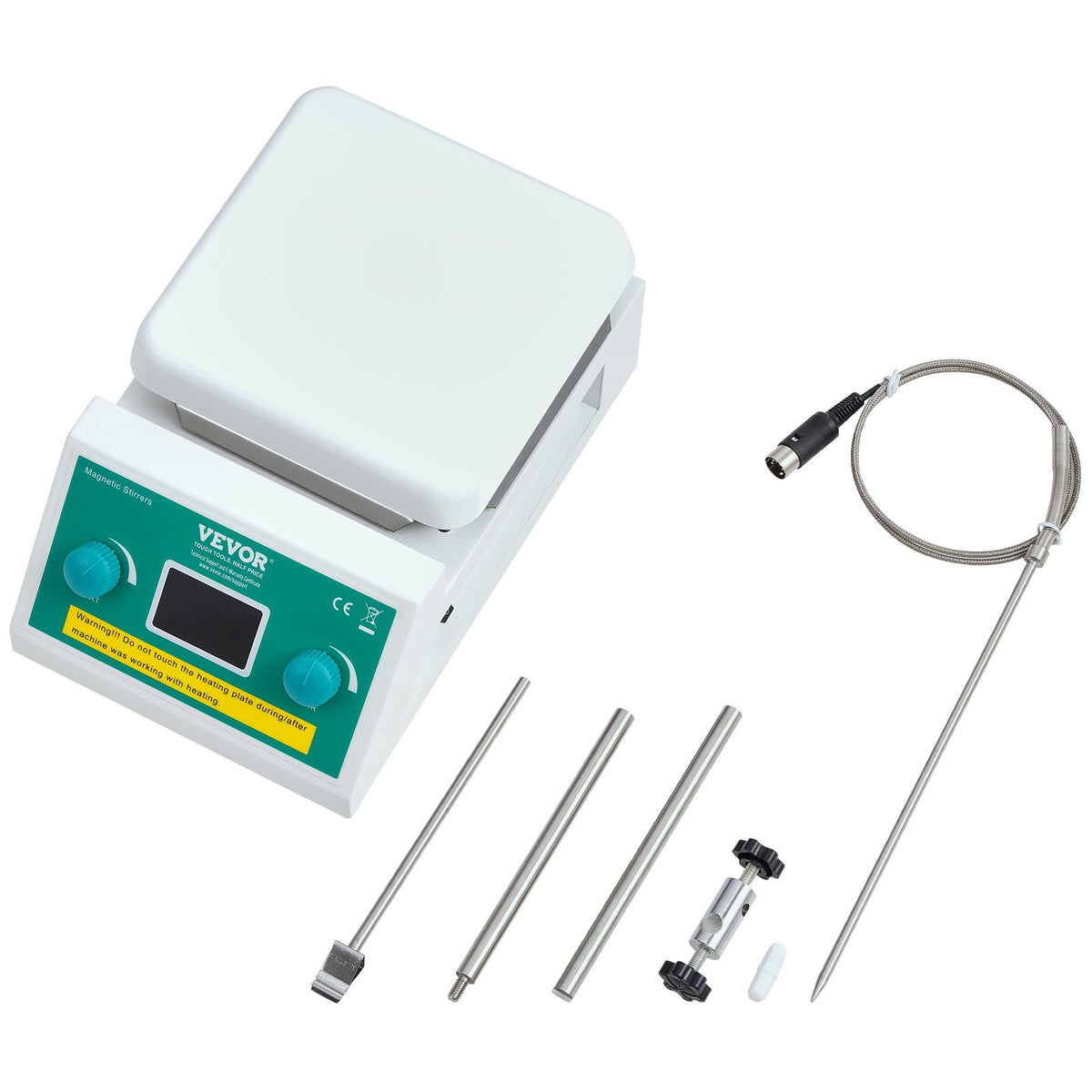VEVOR Magnetic Stirrer Hot Plate, Max 212 ℉ / 100 ℃, 0-2000 RPM Hot Plate with Magnetic Stirrer, 2000mL Hot Plate Stirrer with LED Screen, Support Stand and Stir Bars Included, 500W Heating Power - CLJBJ1JRS200A5R0VV1 - view 10