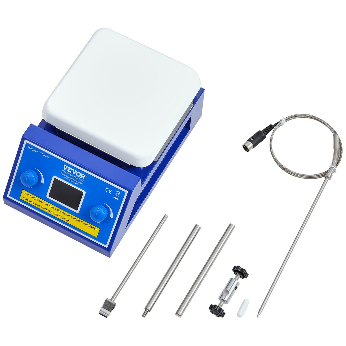 VEVOR Magnetic Stirrer Hot Plate, Max 572°F/300°C, 0-2000 RPM Hot Plate with Magnetic Stirrer, 5000mL Hot Plate Stirrer with LED Screen, Support Stand and Stir Bars Included, 500W Heating Power - CLJBJ1JRS5002S20JV1 - view 10