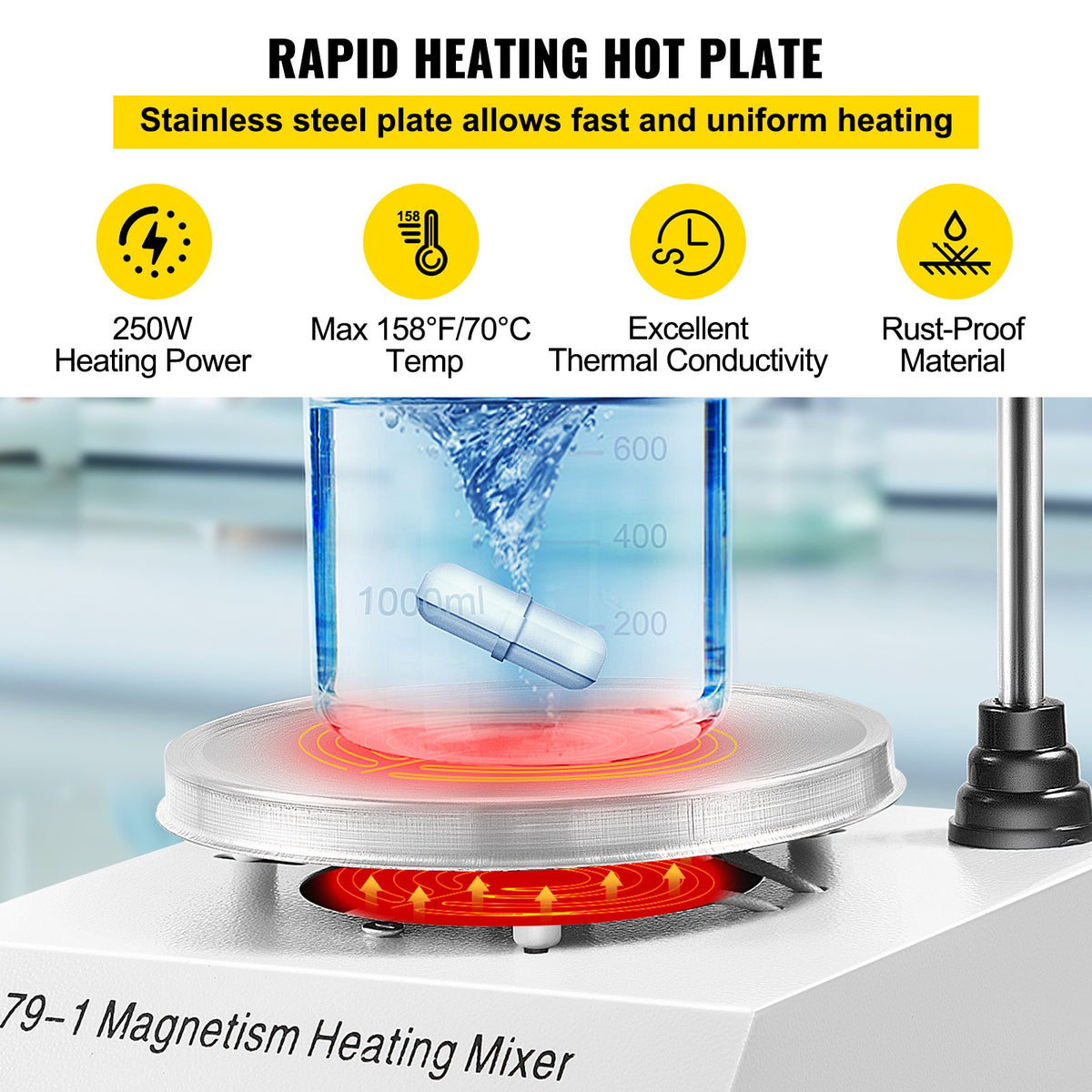 79-1 Magnetic Heating Stirrer Hot Plate Mixer Machine 1L Speed Control - CLJBJ79-100000001V1 - view 3