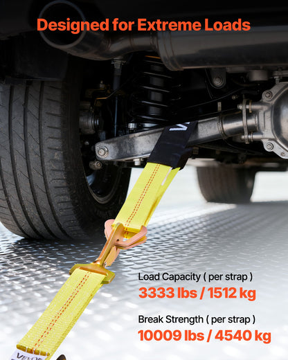 VEVOR Wheel Chock Tie-Down Kit, Axle Type Trailer Tie Down Strap, Car Tie Down Kit with Break Strength 10009 lbs, Working Load 3333 lbs, Trailer Ratchet Strap for ATV, UTV, & Heavy-Duty Pickup Trucks - CLJGTJ2CZXDHSWC35001V0 - view 4