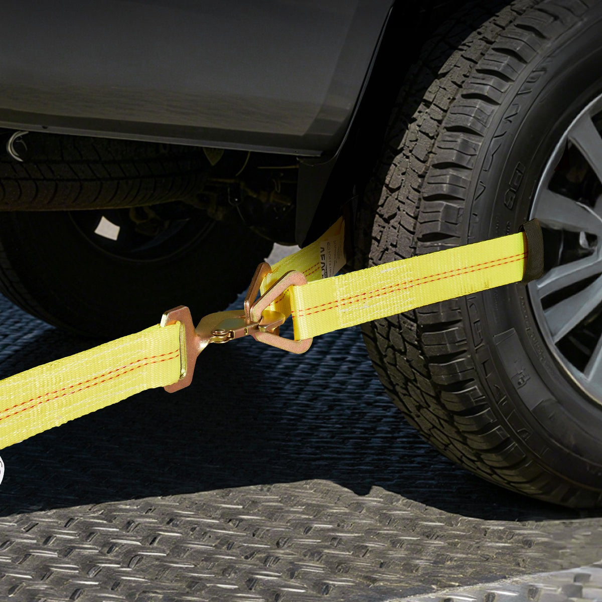 VEVOR Wheel Chock Tie-Down Kit, Axle Type Trailer Tie Down Strap, Car Tie Down Kit with Break Strength 10009 lbs, Working Load 3333 lbs, Trailer Ratchet Strap for ATV, UTV, & Heavy-Duty Pickup Trucks - CLJGTJ2CZXDHSWC35001V0 - view 9
