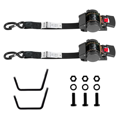 VEVOR Wheel Chock Tie-Down Kit, Fixed Trailer Tie Down Strap, Car Tie Down Kit with S-Hook, Break Strength 1649 lbs & Working Load 550 lbs Motorcycle Tie-Down System for Trailers, Boats, Snowmobiles - CLJGTJ2GDSSXOFYCV001V0 - view 1