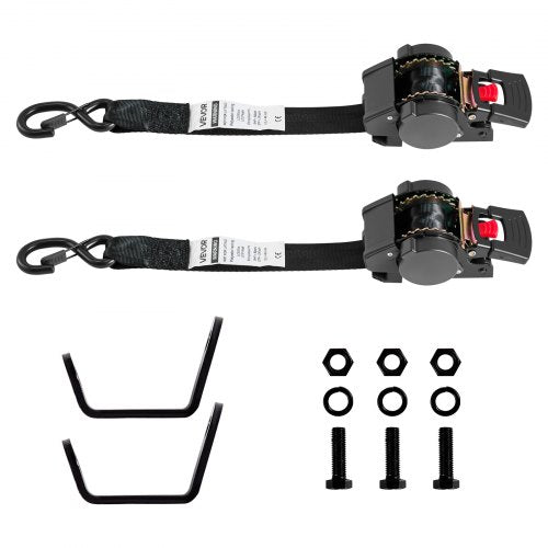 VEVOR Wheel Chock Tie-Down Kit, Fixed Trailer Tie Down Strap, Car Tie Down Kit with S-Hook, Break Strength 1649 lbs & Working Load 550 lbs Motorcycle Tie-Down System for Trailers, Boats, Snowmobiles - CLJGTJ2GDSSXOFYCV001V0 - view 2