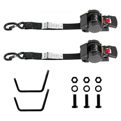 VEVOR Wheel Chock Tie-Down Kit, Fixed Trailer Tie Down Strap, Car Tie Down Kit with S-Hook, Break Strength 1649 lbs & Working Load 550 lbs Motorcycle Tie-Down System for Trailers, Boats, Snowmobiles - CLJGTJ2GDSSXOFYCV001V0 - view 2