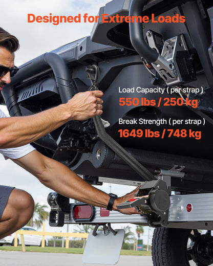 VEVOR Wheel Chock Tie-Down Kit, Fixed Trailer Tie Down Strap, Car Tie Down Kit with S-Hook, Break Strength 1649 lbs & Working Load 550 lbs Motorcycle Tie-Down System for Trailers, Boats, Snowmobiles - CLJGTJ2GDSSXOFYCV001V0 - view 4