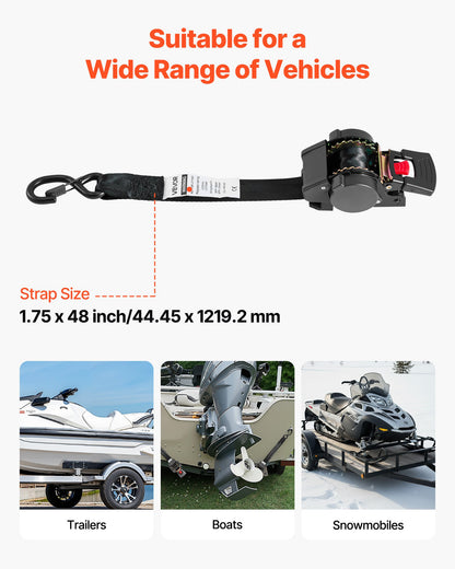 VEVOR Wheel Chock Tie-Down Kit, Fixed Trailer Tie Down Strap, Car Tie Down Kit with S-Hook, Break Strength 1649 lbs & Working Load 550 lbs Motorcycle Tie-Down System for Trailers, Boats, Snowmobiles - CLJGTJ2GDSSXOFYCV001V0 - view 5