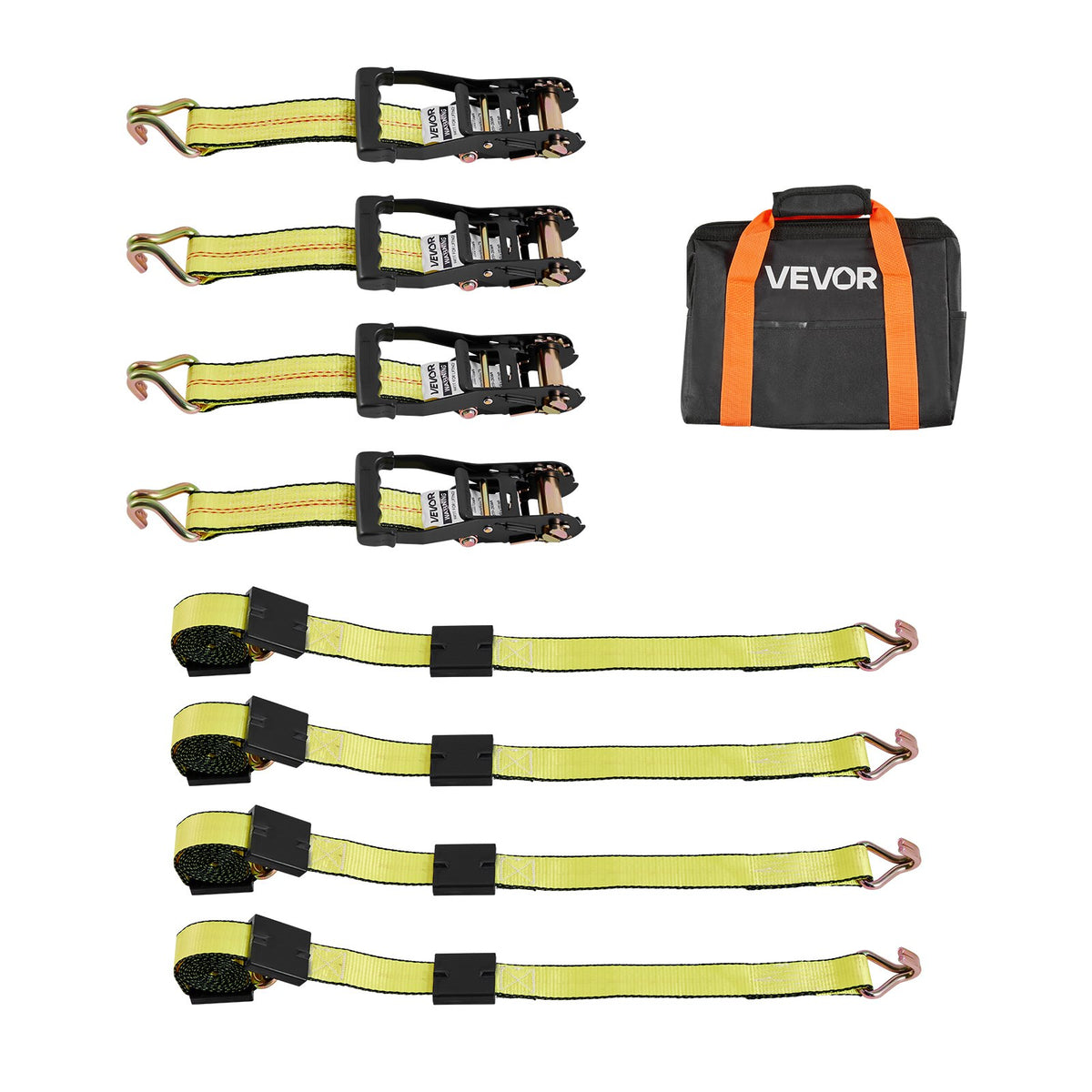 VEVOR Wheel Chock Tie-Down Kit, Deck-Style Trailer Tie Down Strap, Car Tie Down Kit with J-Hook, Break Strength 10009 lbs & Working Load 3333 lbs Motorcycle Tie-Down System for SUVs, Trailers, Trucks - CLJGTJ2JBXJX0SH2A001V0 - view 1