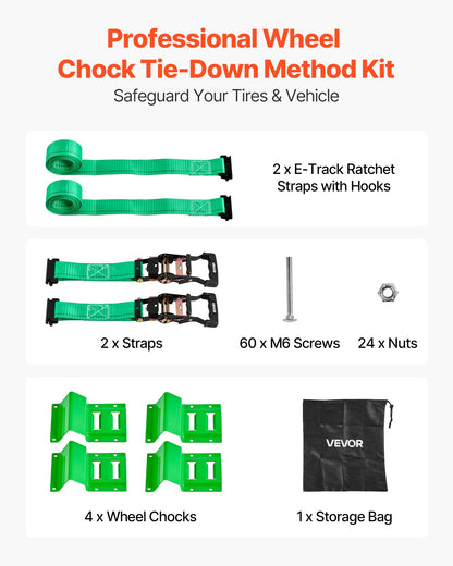 VEVOR Wheel Chock Tie-Down Kit, Chock-Style Trailer Tie Down Strap, Car Tie Down Kit with Buckle, Break Strength 4380 lbs & Working Load 1460 lbs Motorcycle Tie-Down System for ATVs, UTVs & Trailers - CLJGTJ2LDXKKG5GOH001V0 - view 3