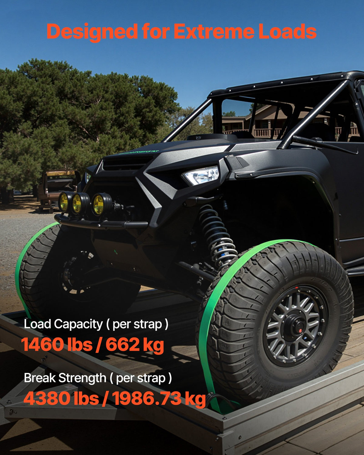 VEVOR Wheel Chock Tie-Down Kit, Chock-Style Trailer Tie Down Strap, Car Tie Down Kit with Buckle, Break Strength 4380 lbs & Working Load 1460 lbs Motorcycle Tie-Down System for ATVs, UTVs & Trailers - CLJGTJ2LDXKKG5GOH001V0 - view 4