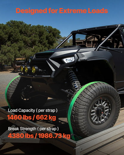 VEVOR Wheel Chock Tie-Down Kit, Chock-Style Trailer Tie Down Strap, Car Tie Down Kit with Buckle, Break Strength 4380 lbs & Working Load 1460 lbs Motorcycle Tie-Down System for ATVs, UTVs & Trailers - CLJGTJ2LDXKKG5GOH001V0 - view 4