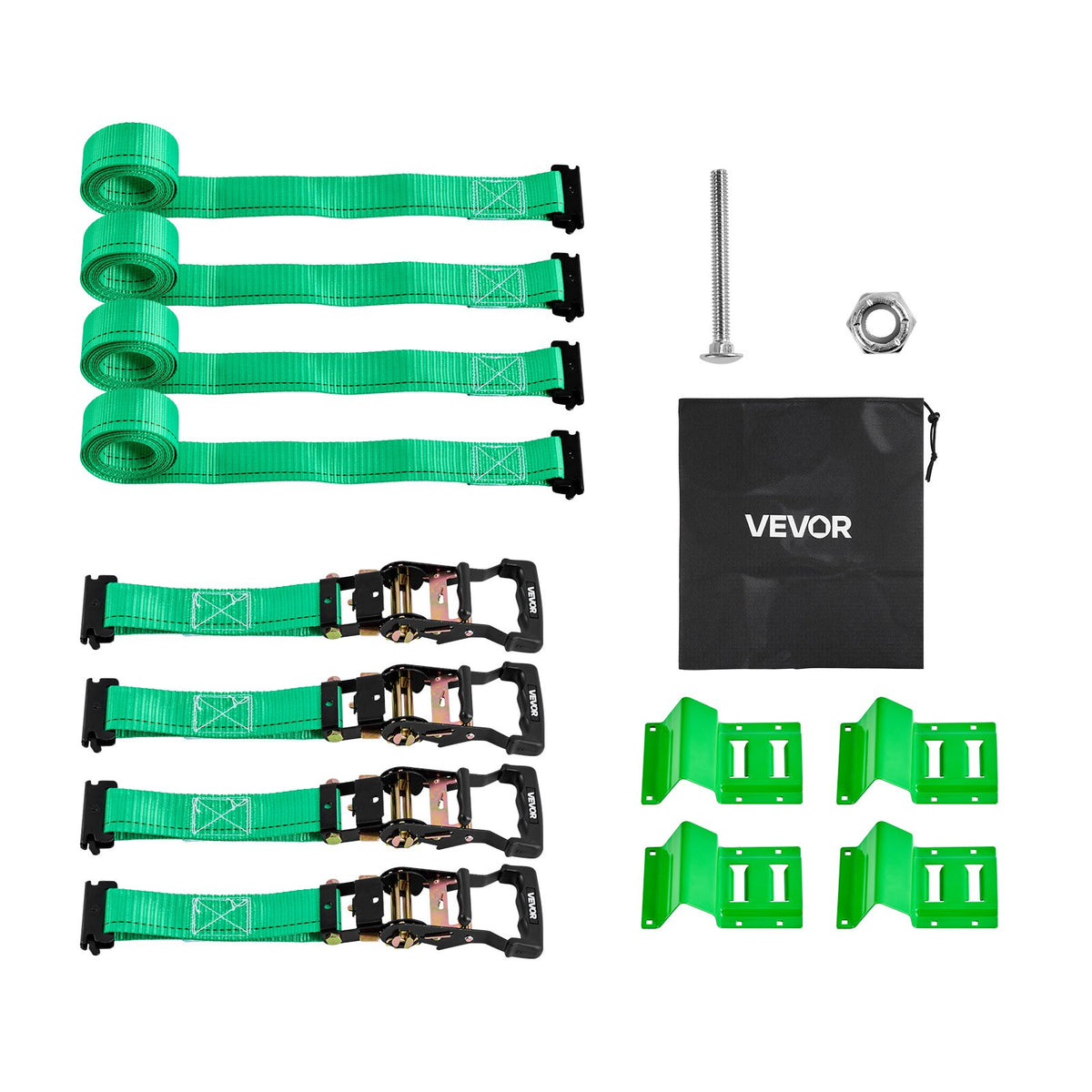 VEVOR Wheel Chock Tie-Down Kit, Chock-Style Trailer Tie Down Strap, Car Tie Down Kit with Buckle, Break Strength 4380 lbs & Working Load 1460 lbs Motorcycle Tie-Down System E-Hooks for ATVs, UTVs - CLJGTJ2LDXKKJLXJW001V0 - view 1