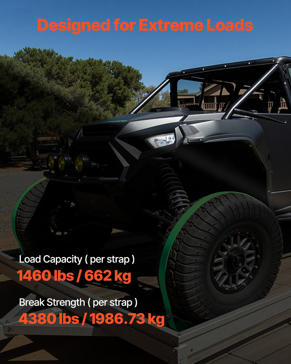 VEVOR Wheel Chock Tie-Down Kit, Chock-Style Trailer Tie Down Strap, Car Tie Down Kit with Buckle, Break Strength 4380 lbs & Working Load 1460 lbs Motorcycle Tie-Down System E-Hooks for ATVs, UTVs - CLJGTJ2LDXKKJLXJW001V0 - view 4